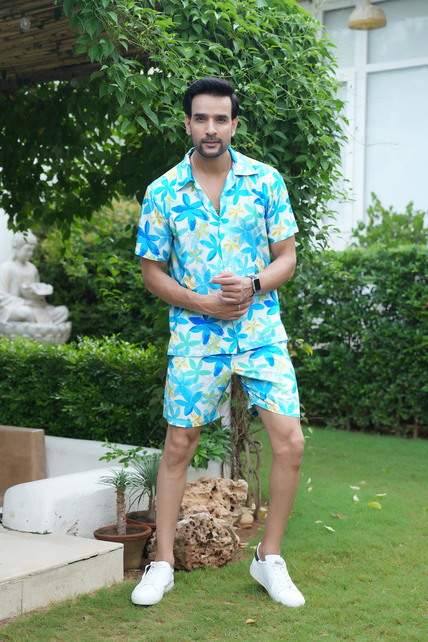 Mens Beach Co Ord Set – Shirt and Shorts Vacation Wear