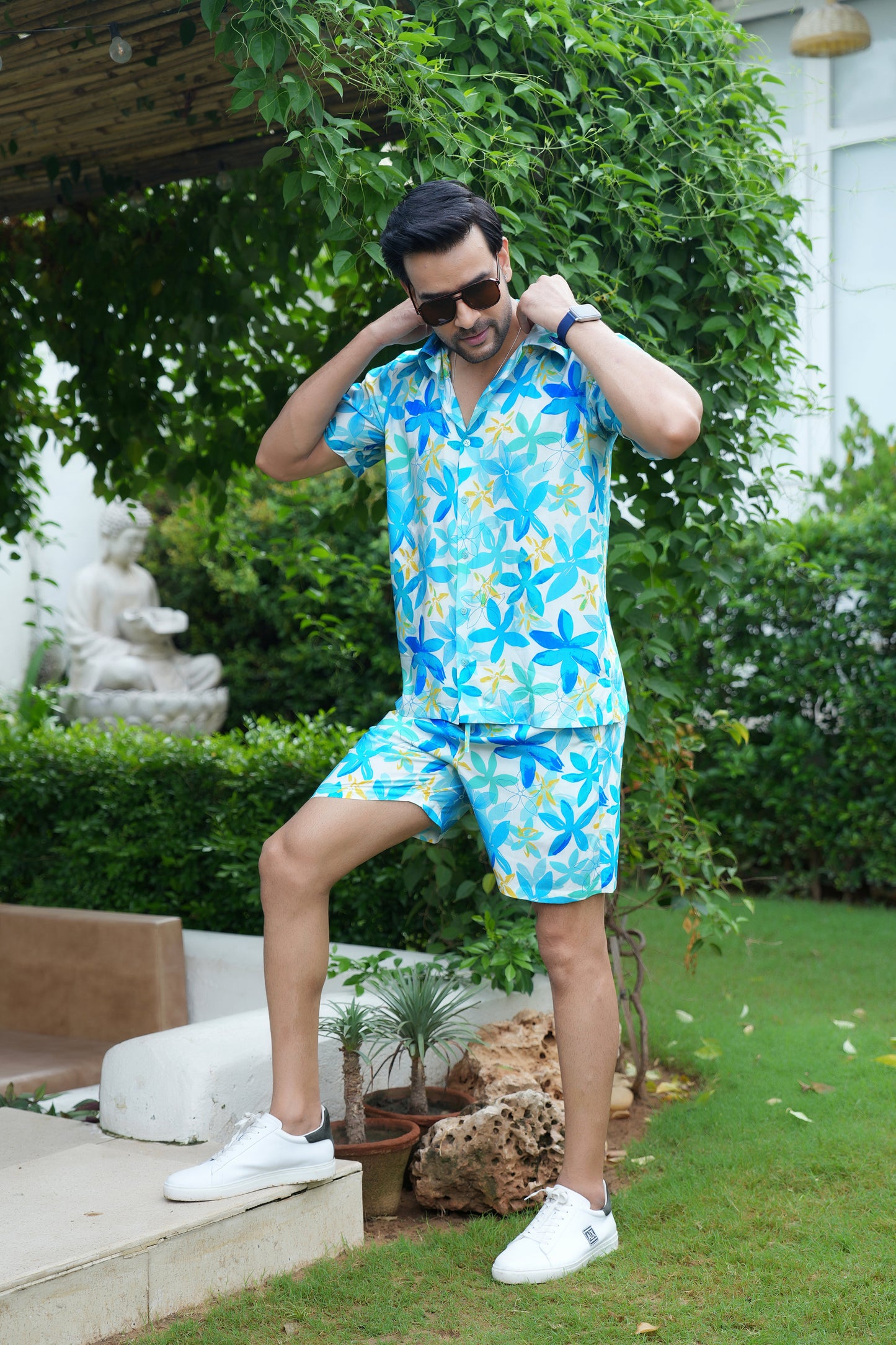 Mens Beach Co Ord Set – Shirt and Shorts Vacation Wear