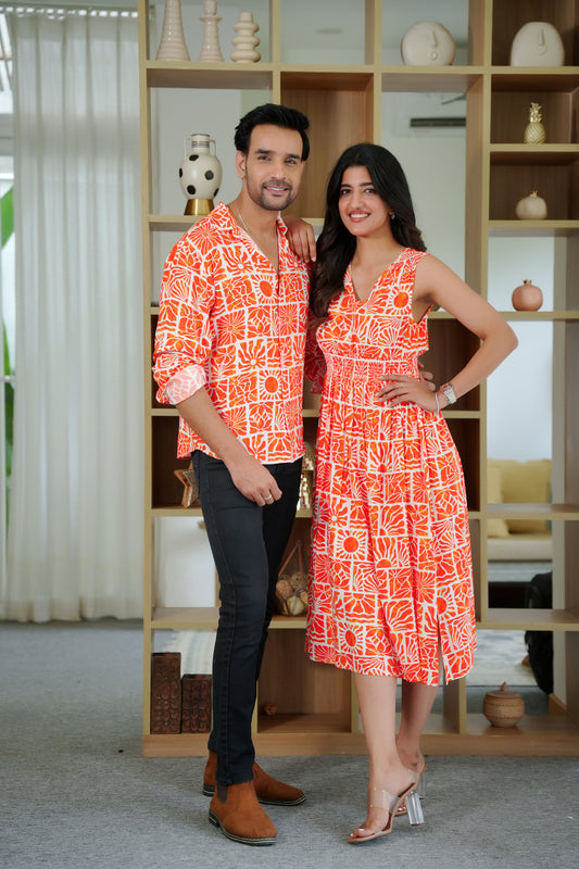 Couple Matching Twinning Set – Funky Shirt & Dress for Pre-Wedding & Beach Vacations