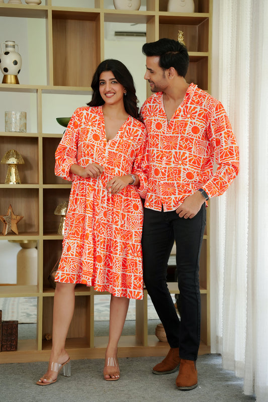 Couple Matching Dress Set – Shirt & Summer Dress for Pre-Wedding & Beach Holidays