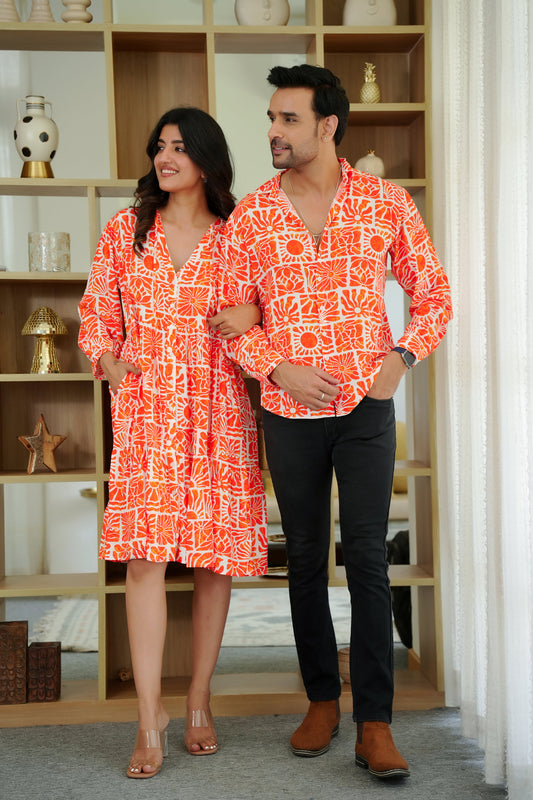Couple Matching Dress Set – Shirt & Summer Dress for Pre-Wedding & Beach Holidays