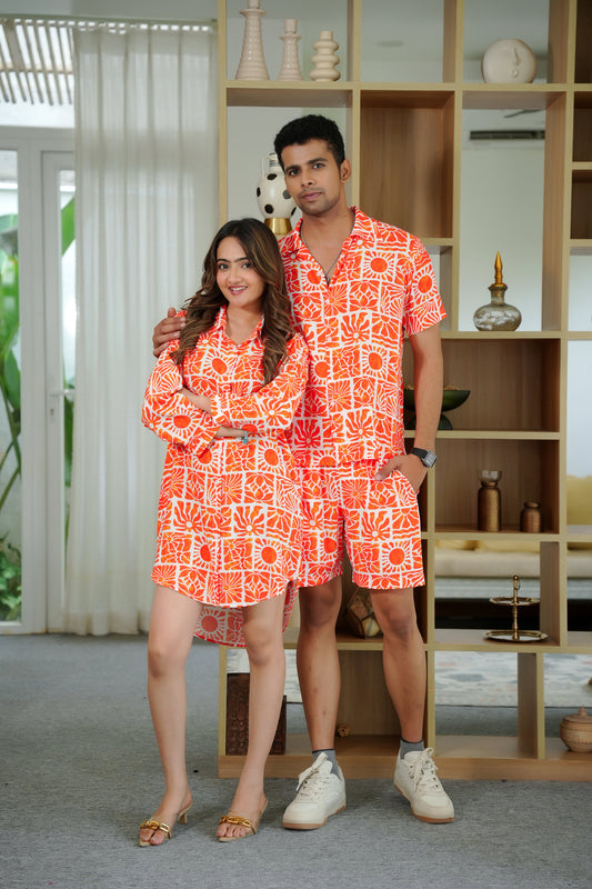 Couple Summer Vacation Set – Matching Co-Ord & Dress for Tropical Getaways