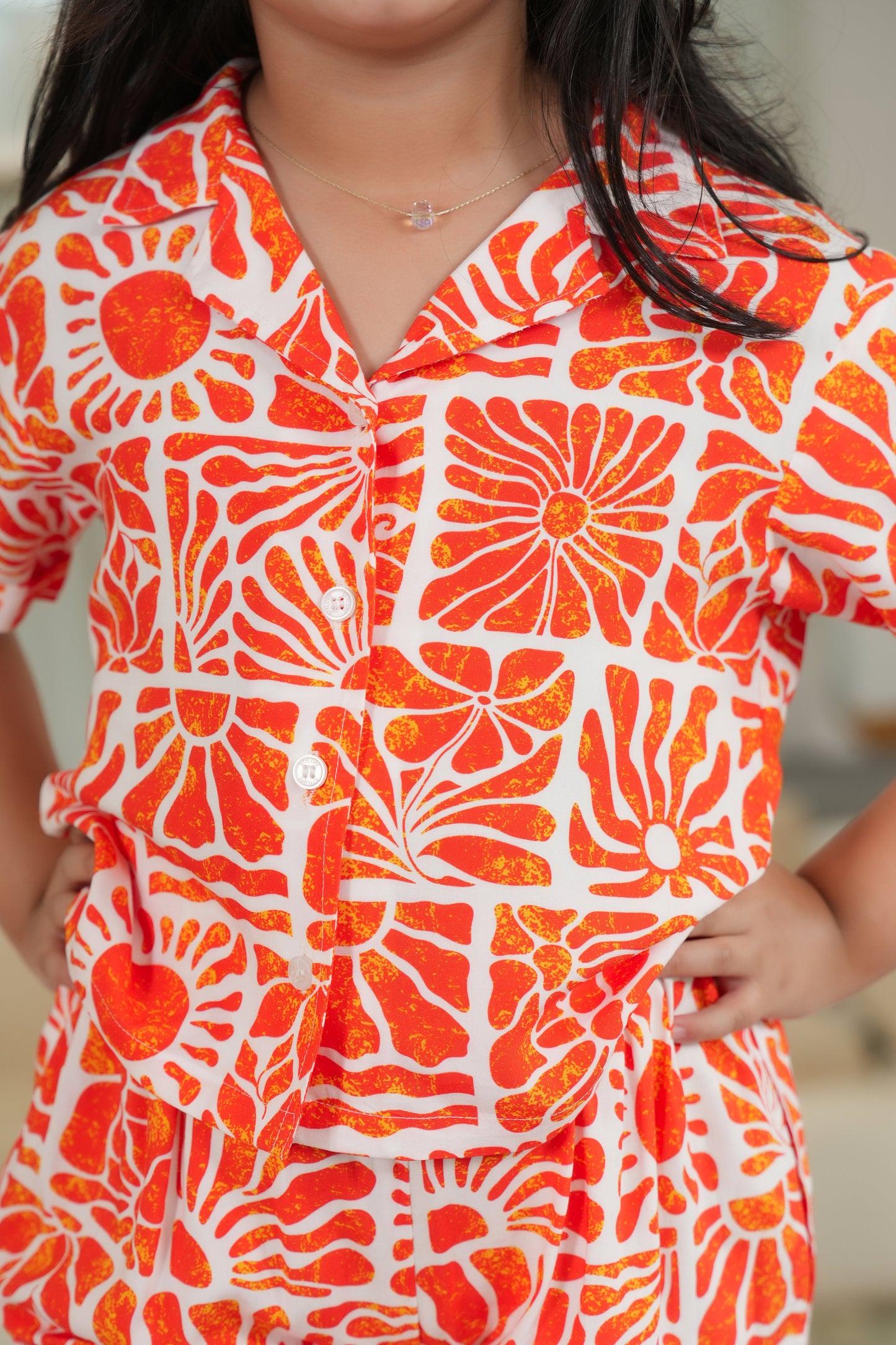 Girl’s Co-Ord Set – Tropical Print Summer Vacation Outfit