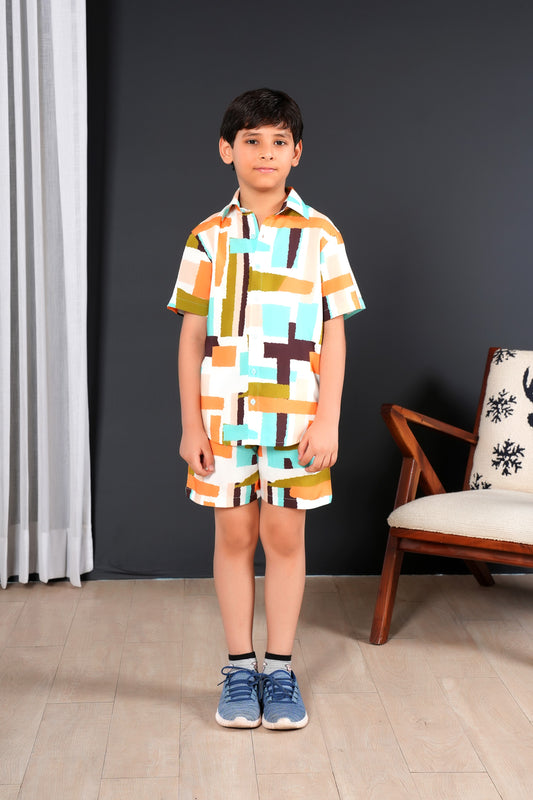 Boys’ Tropical Co-Ord Set – Vacation-Ready Shirt & Shorts Combo