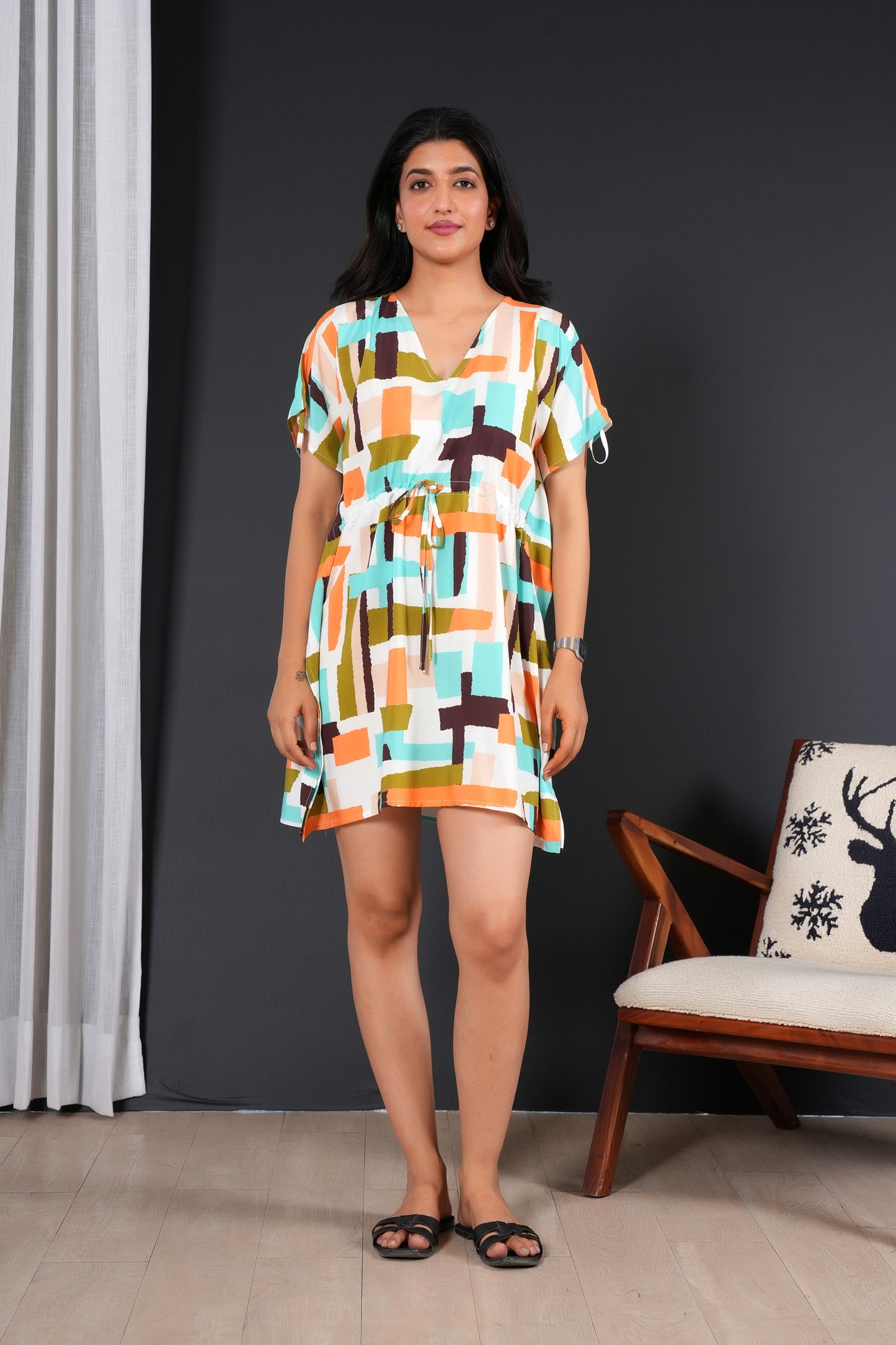 Women’s Sleeveless A-Line Midi Dress – Lightweight Beach Style
