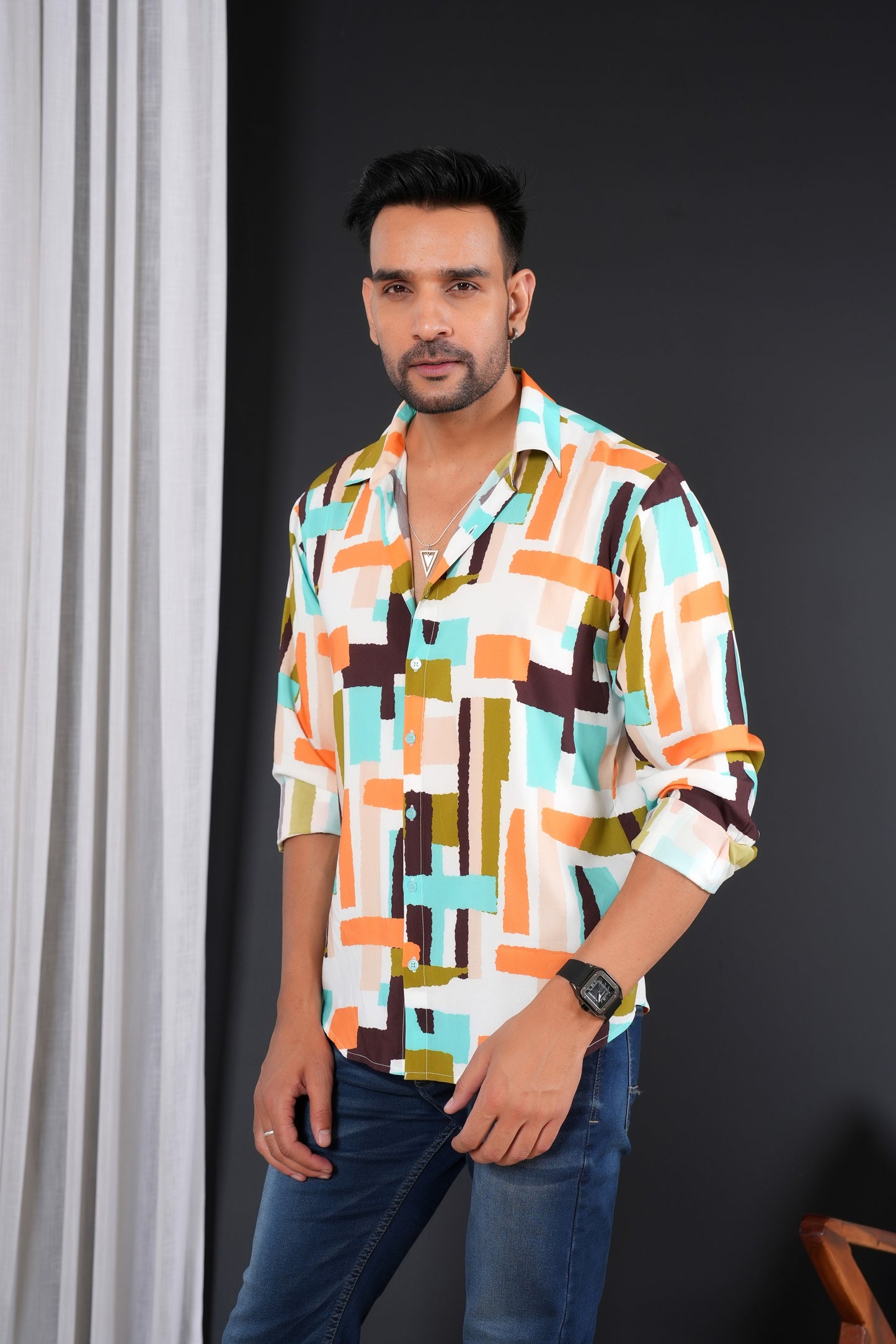 Men’s Full Sleeve Resort Shirt – Breathable Tropical Viscose