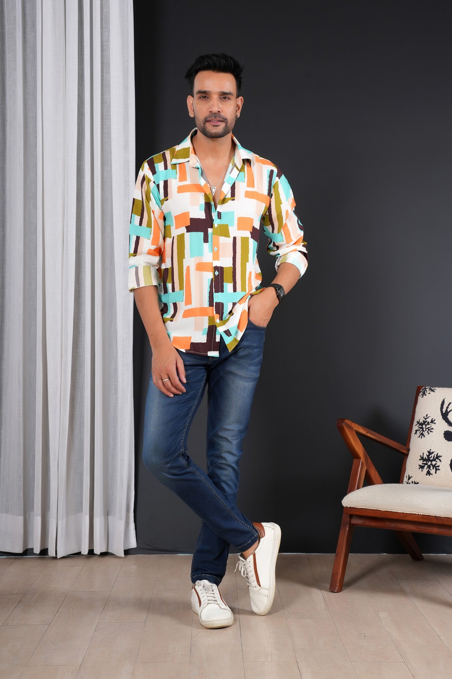 Men’s Full Sleeve Resort Shirt – Breathable Tropical Viscose