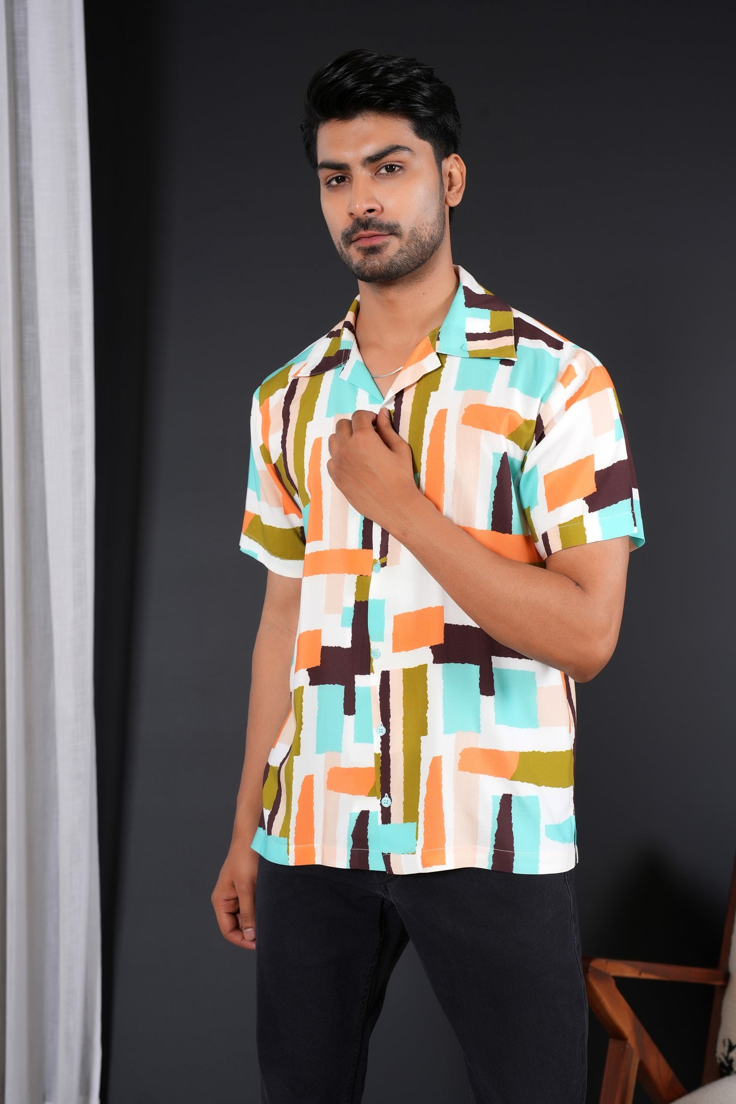 Men’s Cabana Shirt – Tropical Short Sleeve Vacation Shirt