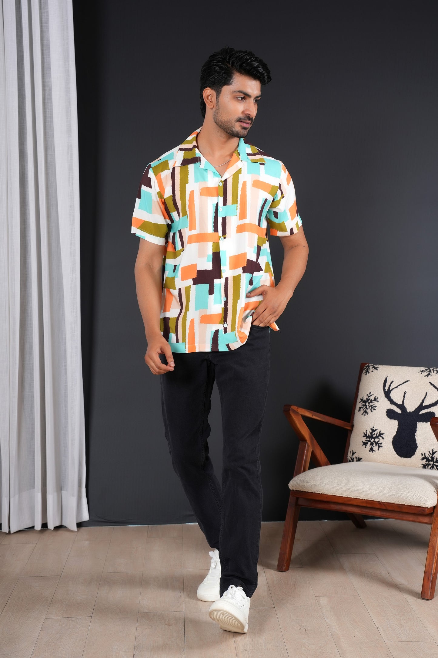 Men’s Cabana Shirt – Tropical Short Sleeve Vacation Shirt