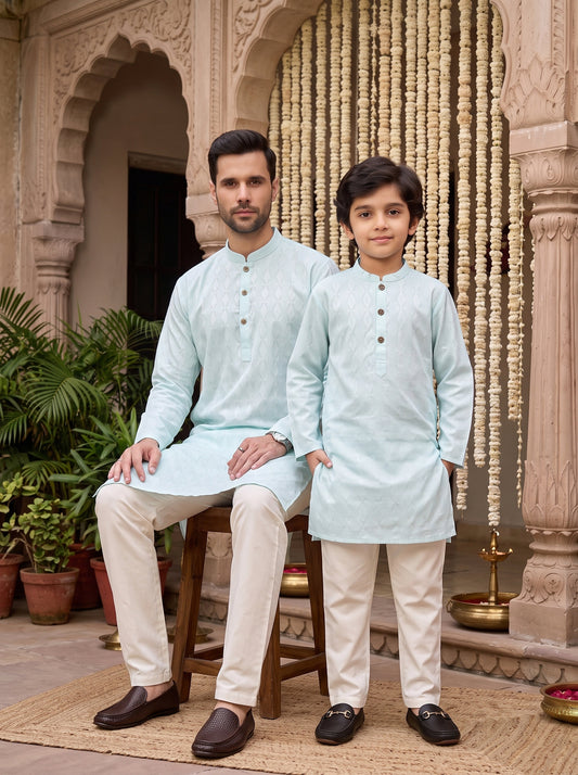 Father & Son Matching Kurta Outfits – Celebration Wear