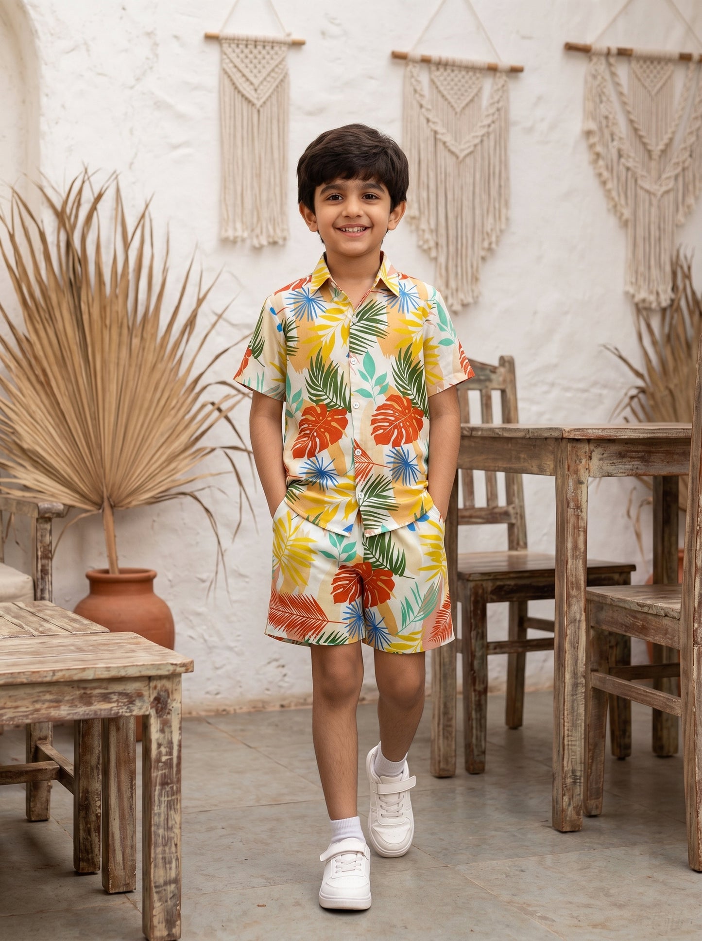 Boys Tropical Beach Co-Ord Set – Vacation Shirt & Shorts Outfit for Pool Party Birthday Resort Holiday & Family Trip