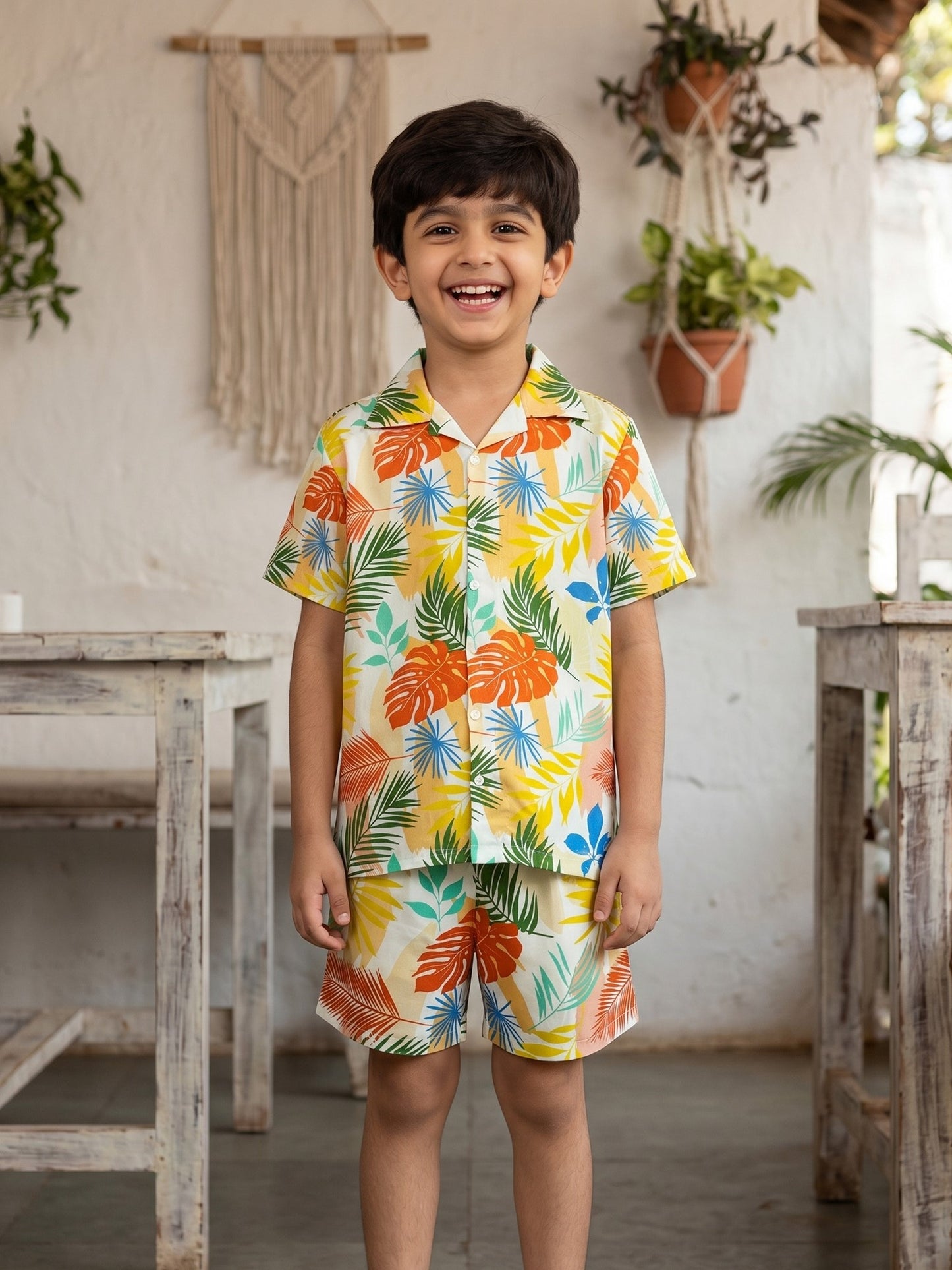 Boys Tropical Beach Co-Ord Set – Vacation Shirt & Shorts Outfit for Pool Party Birthday Resort Holiday & Family Trip
