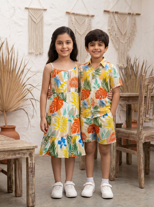 Brother Sister Matching Vacation Outfits – Tropical Resort Wear for Family Holidays Beach Trips & Birthdays