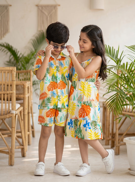 Brother Sister Matching Vacation Outfits – Tropical Resort Wear for Family Holidays Beach Trips & Birthdays