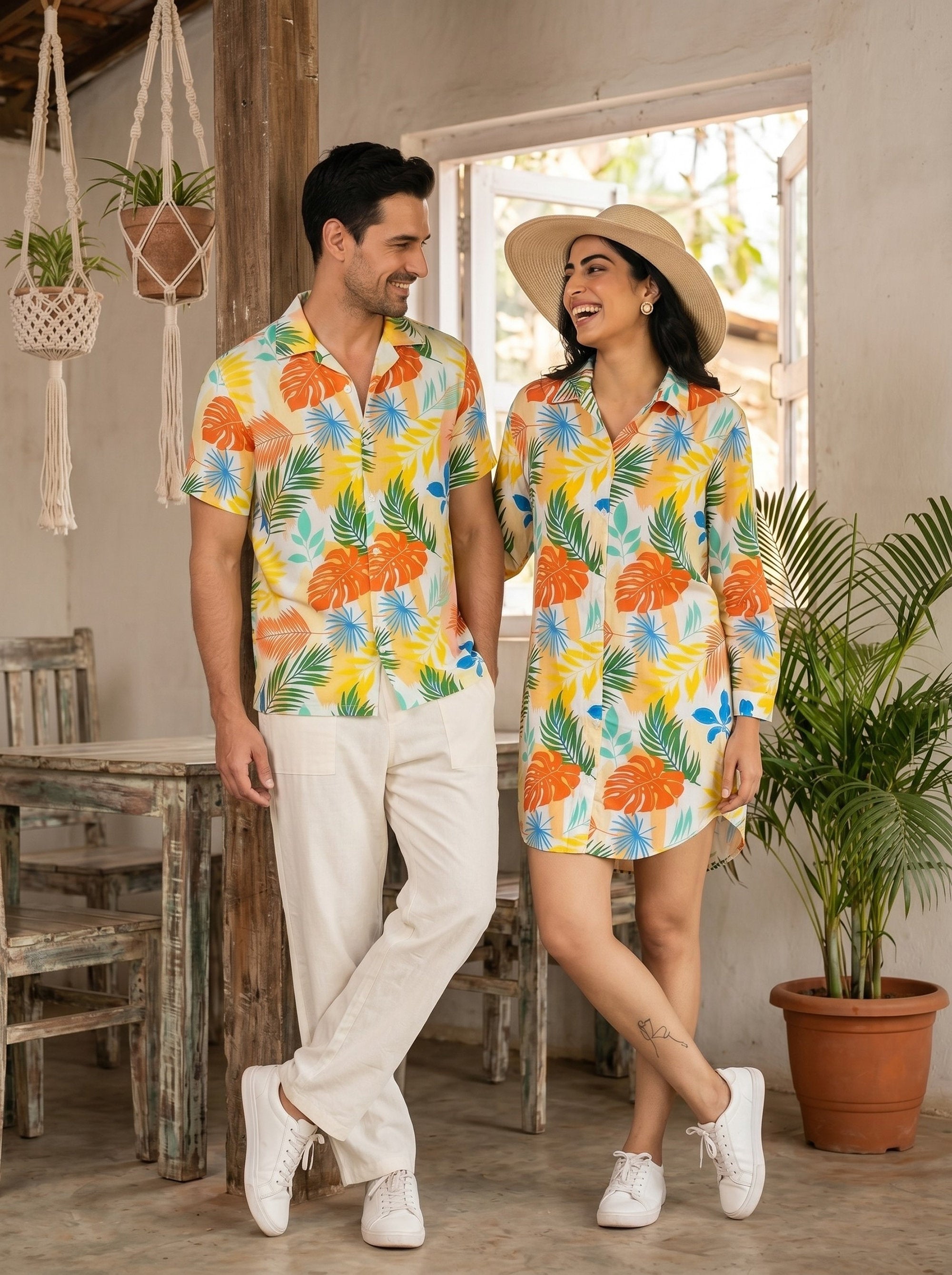 Couple Twinning Vacation Outfit – Matching Shirt & Dress for Beach Photoshoot Birthday Dinner & Holiday Party