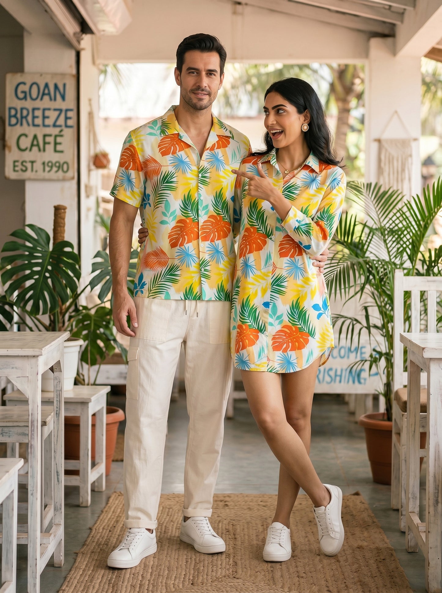Couple Twinning Vacation Outfit – Matching Shirt & Dress for Beach Photoshoot Birthday Dinner & Holiday Party