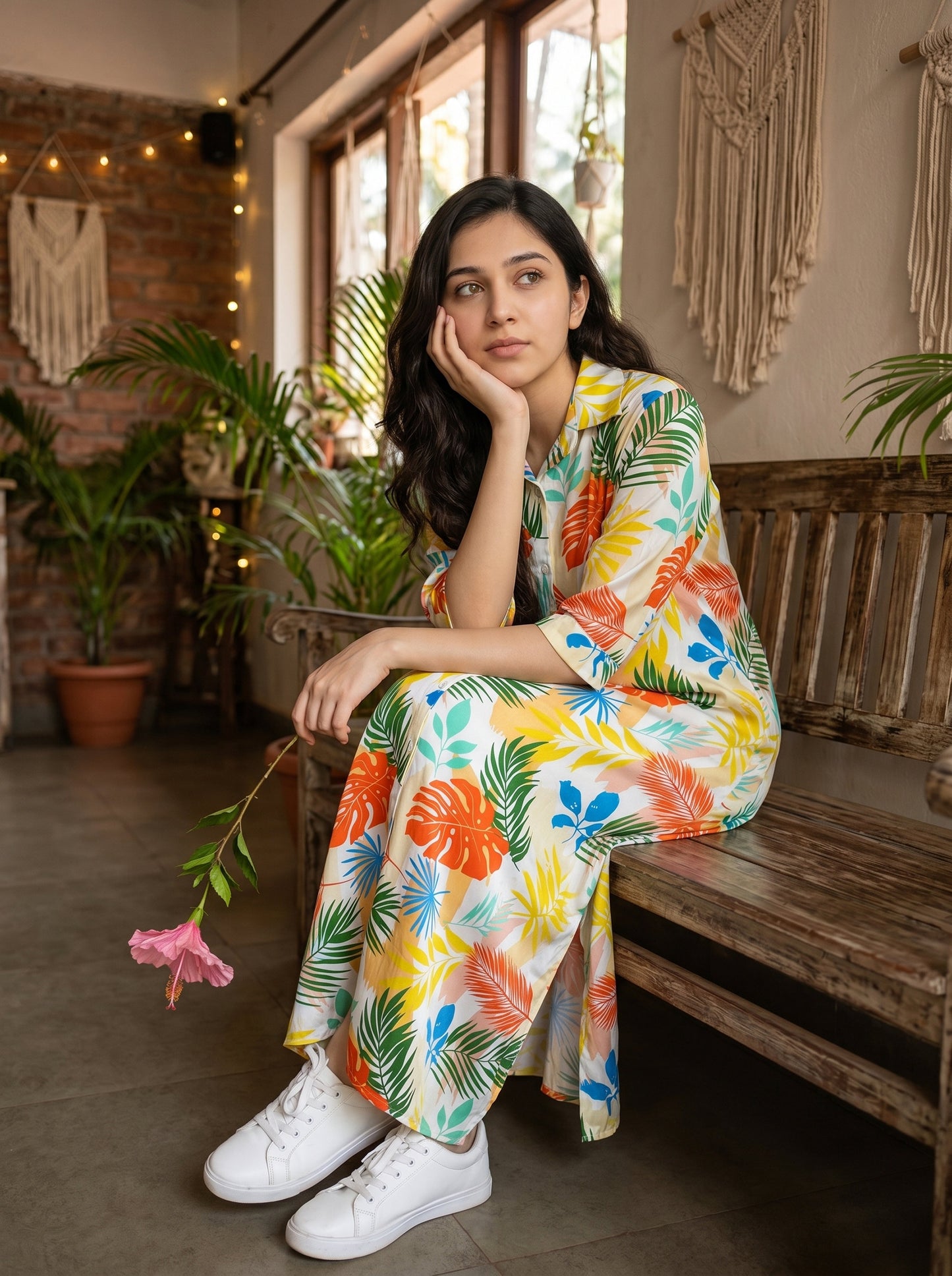 Women's Tropical Midi Dress – Resort Vacation Outfit for Birthday Dinner Beach Holiday & Summer Getaway