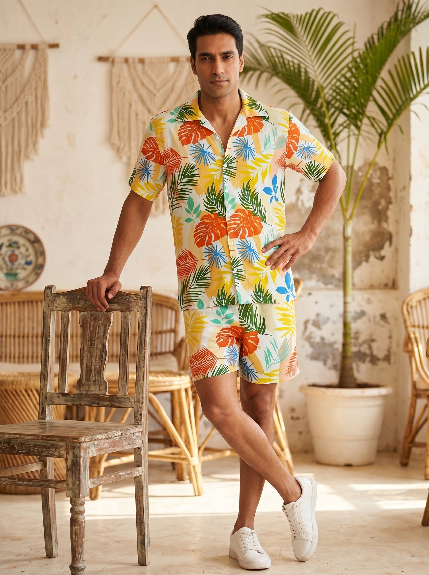 Men's Tropical Co-Ord Set – Beach Vacation Shirt & Shorts for Pool Party Resort Holiday & Cruise Travel