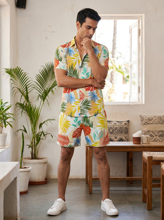 Men's Tropical Co-Ord Set – Beach Vacation Shirt & Shorts for Pool Party Resort Holiday & Cruise Travel
