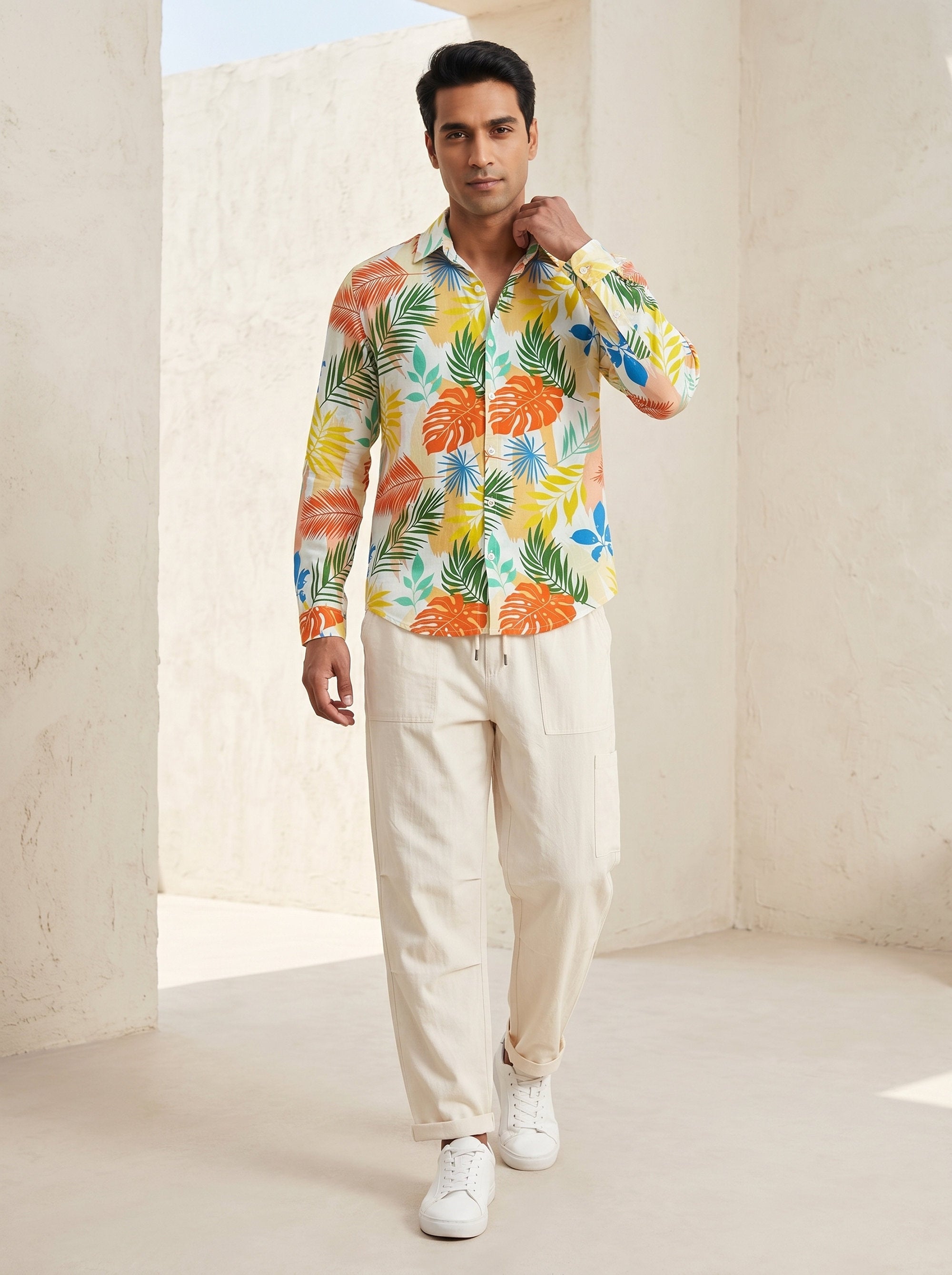 Men's Full Sleeve Resort Shirt – Vacation Dinner Anniversary Celebration Pre Wedding Shoot & Party Wear