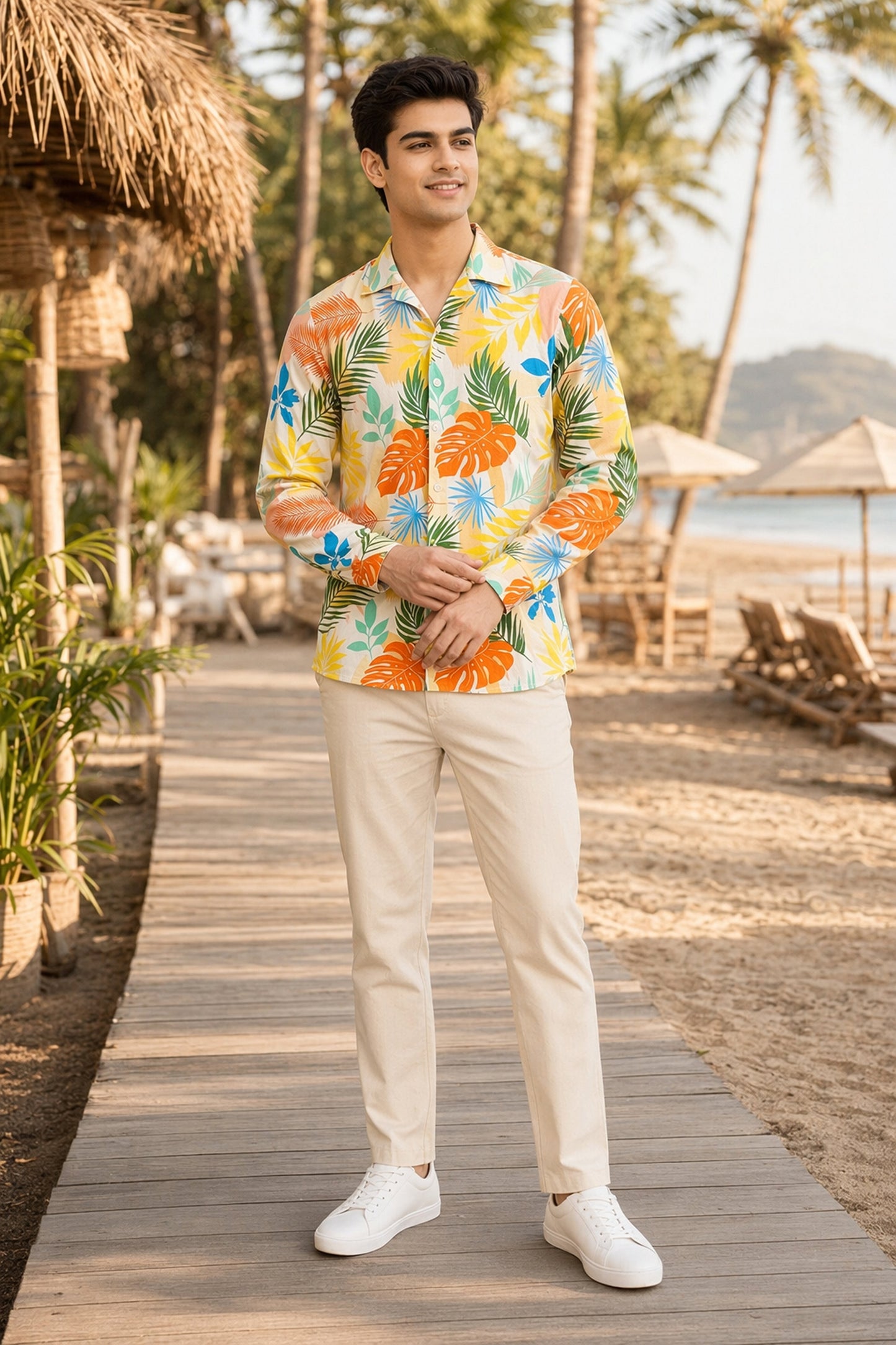 Men's Full Sleeve Resort Shirt – Vacation Dinner Anniversary Celebration Pre Wedding Shoot & Party Wear