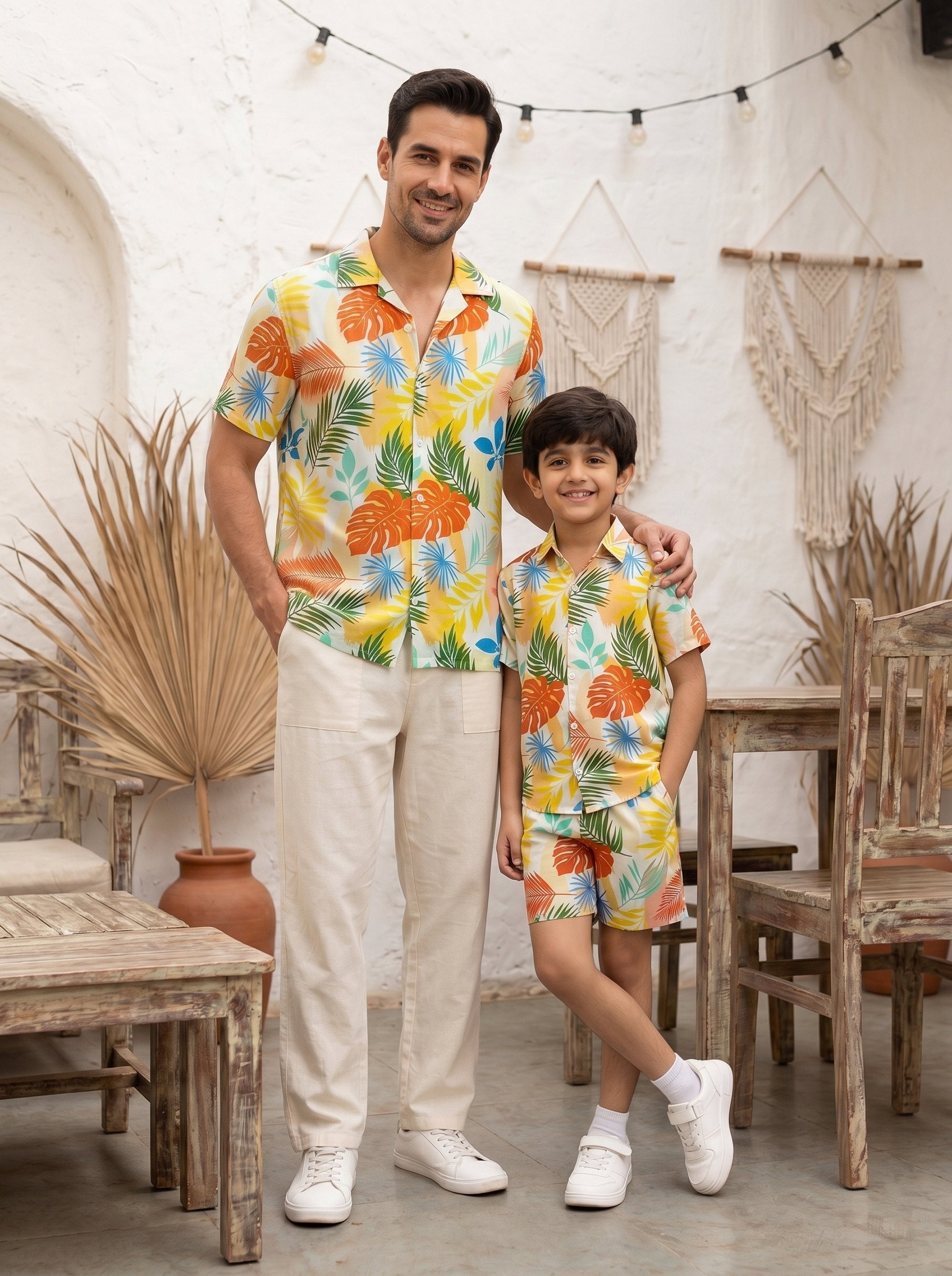 Father Son Matching Beach Co-Ord Sets – Family Vacation Resort Wear for Birthday Photoshoot & Holiday Travel