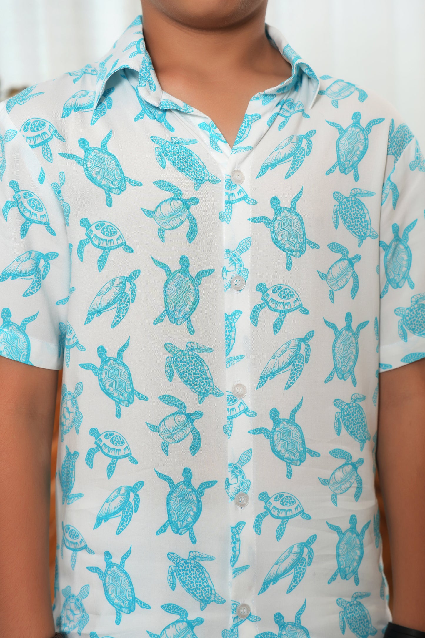 Boy’s White Tropical Co-Ord Set – Shirt & Shorts Summer Beach Outfit