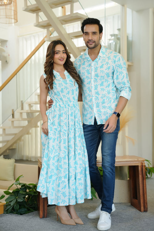 Couple Vacation Matching Outfits – His & Her Tropical Shirts