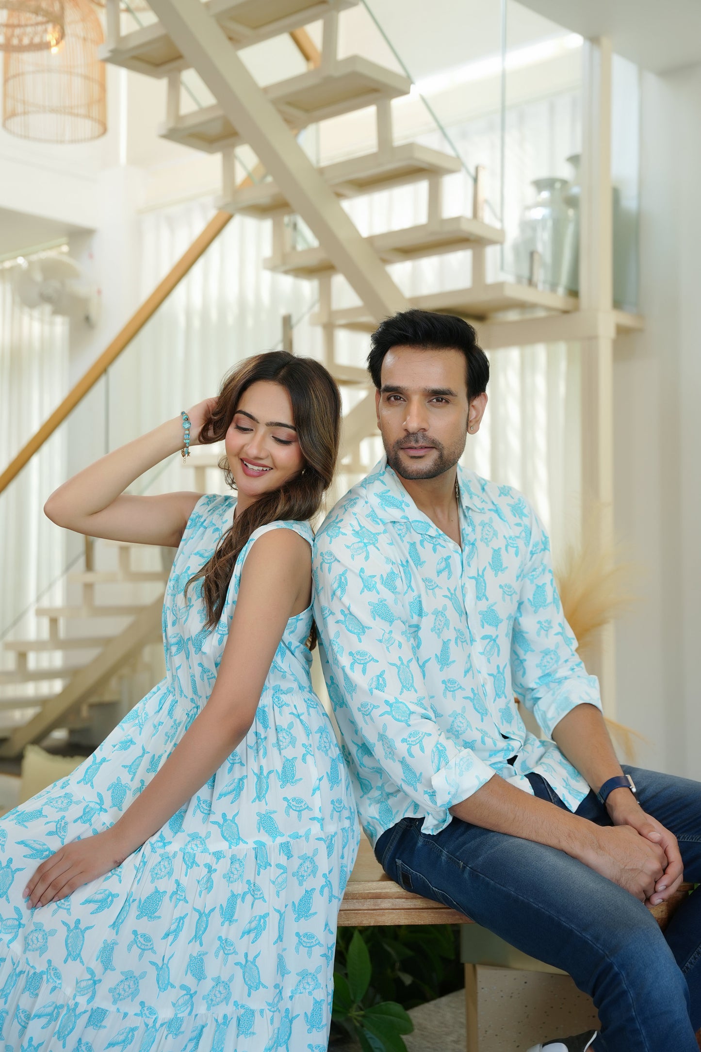 Couple Vacation Matching Outfits – His & Her Tropical Shirts