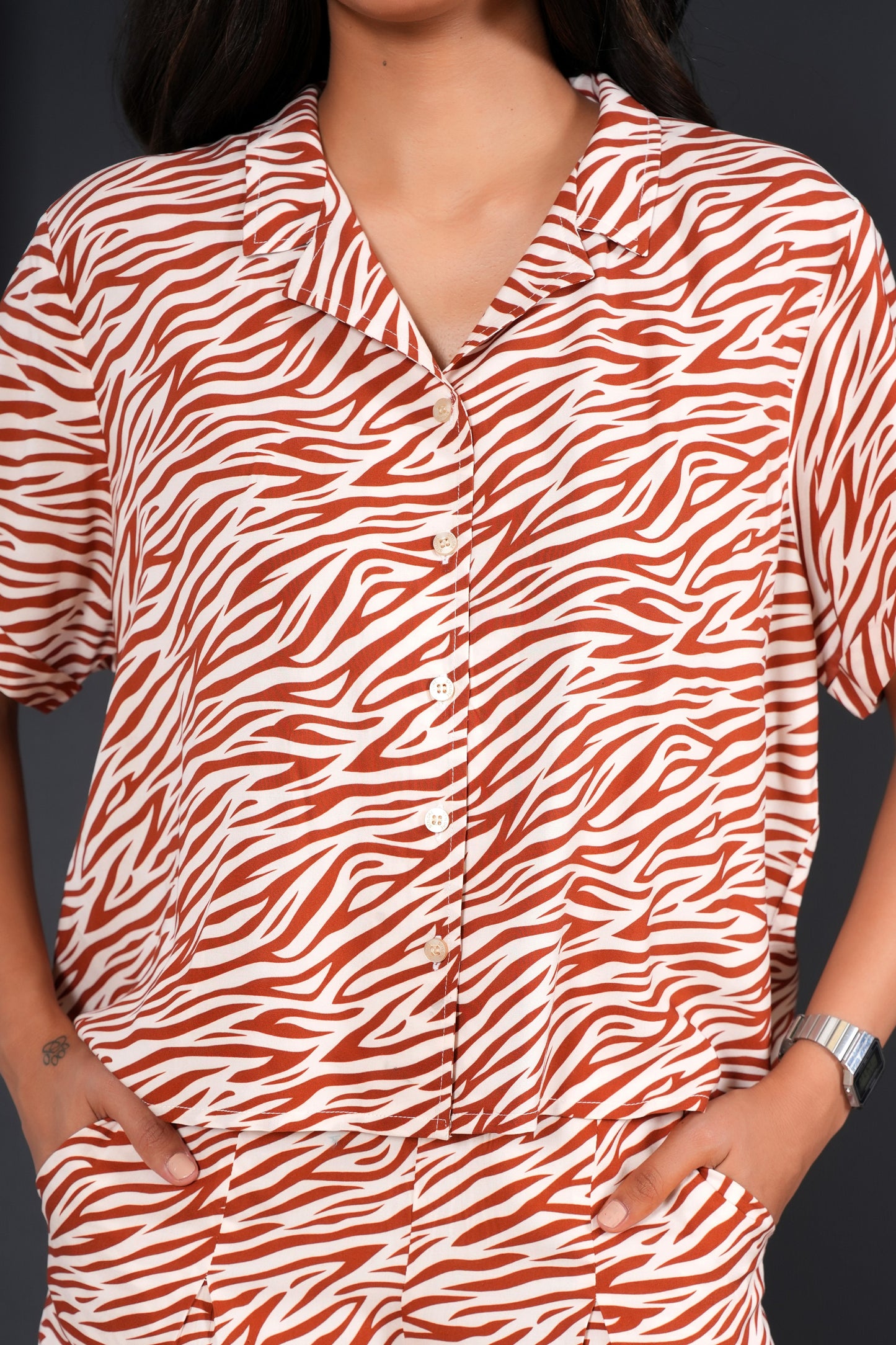 Women's Tropical Co-Ord Set – Premium Viscose Shirt & Shorts