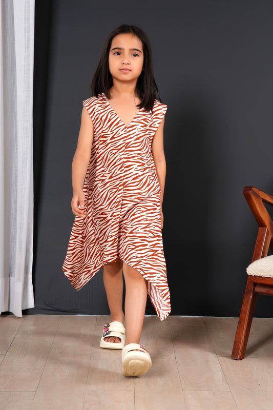 Girls’ Tropical Midi Dress – Sleeveless Printed Vacation Outfit