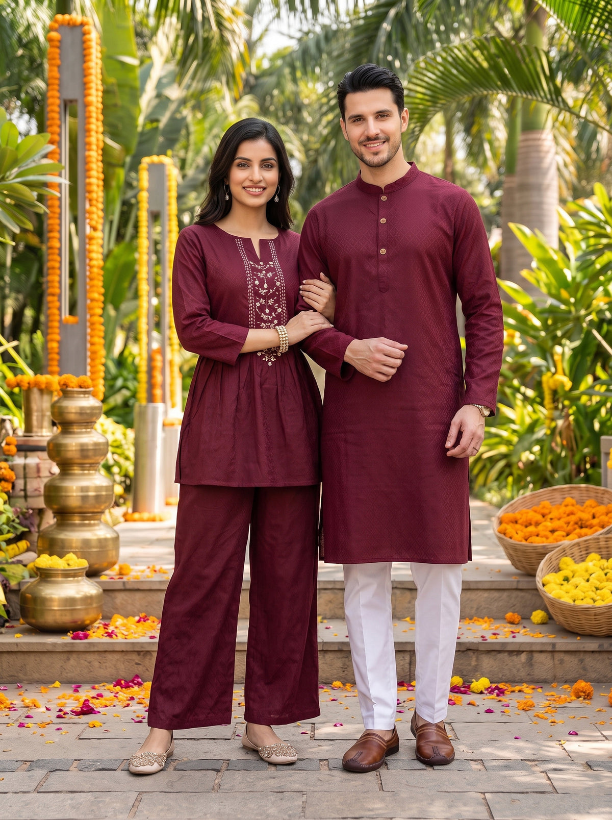 Couple Matching Ethnic Set – Cotton Festive Wear