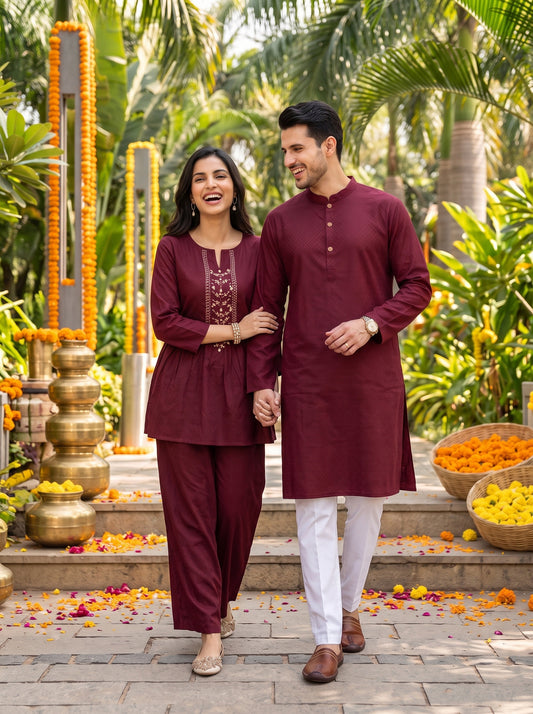 Couple Matching Ethnic Set – Cotton Festive Wear