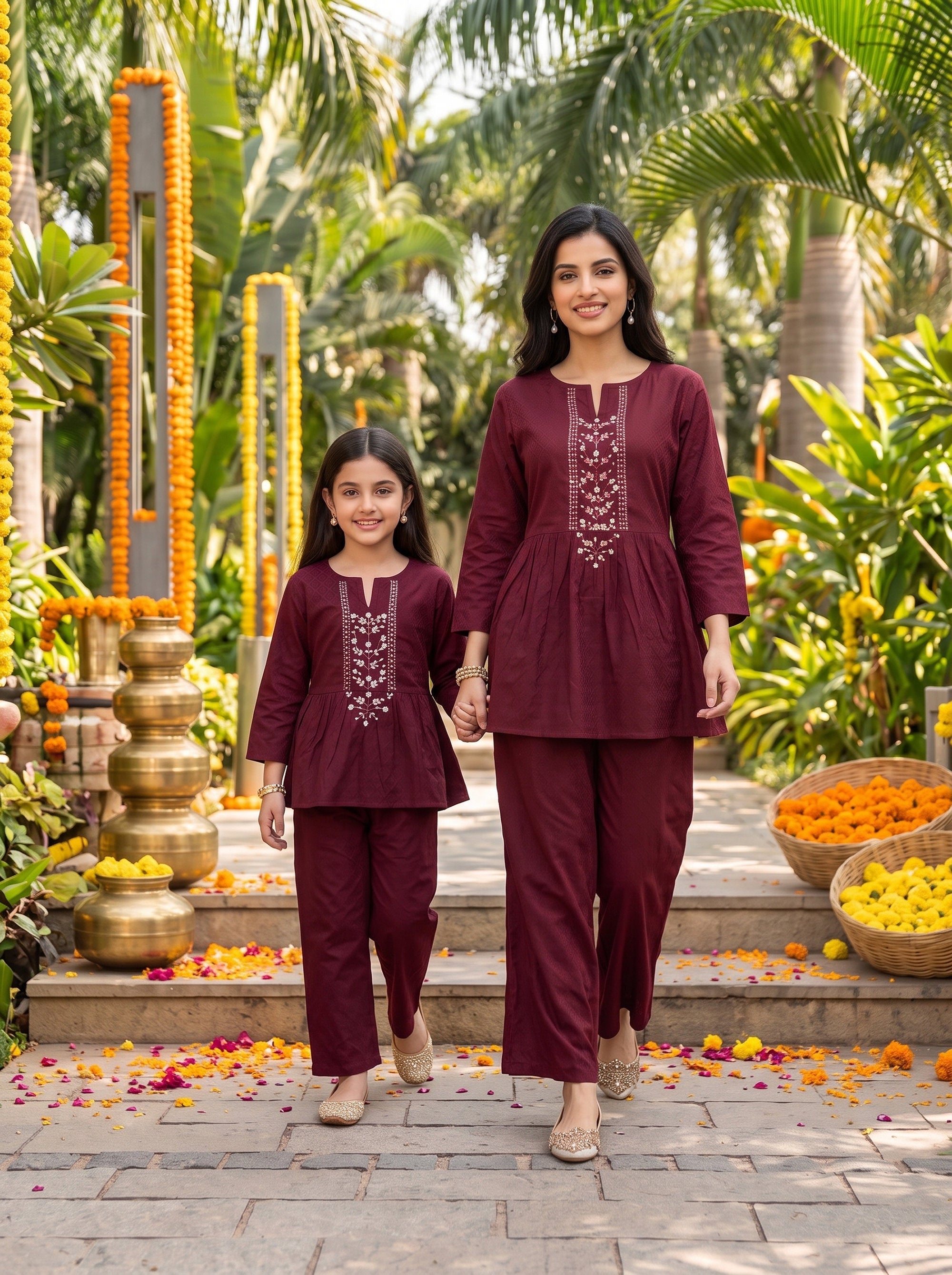 Mother & Daughter Matching Set – Cotton Ethnic Wear