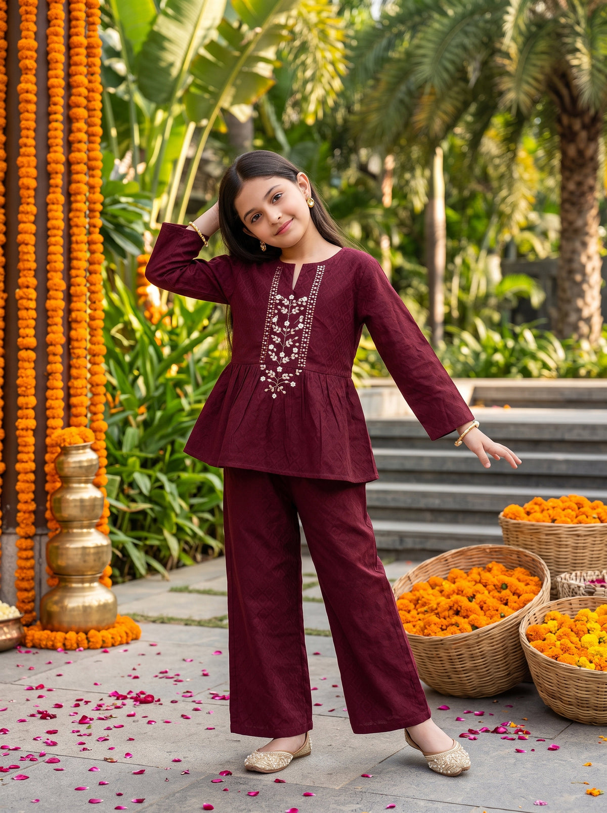 Girl’s Cotton Co-Ord Set – Festive Ethnic Wear
