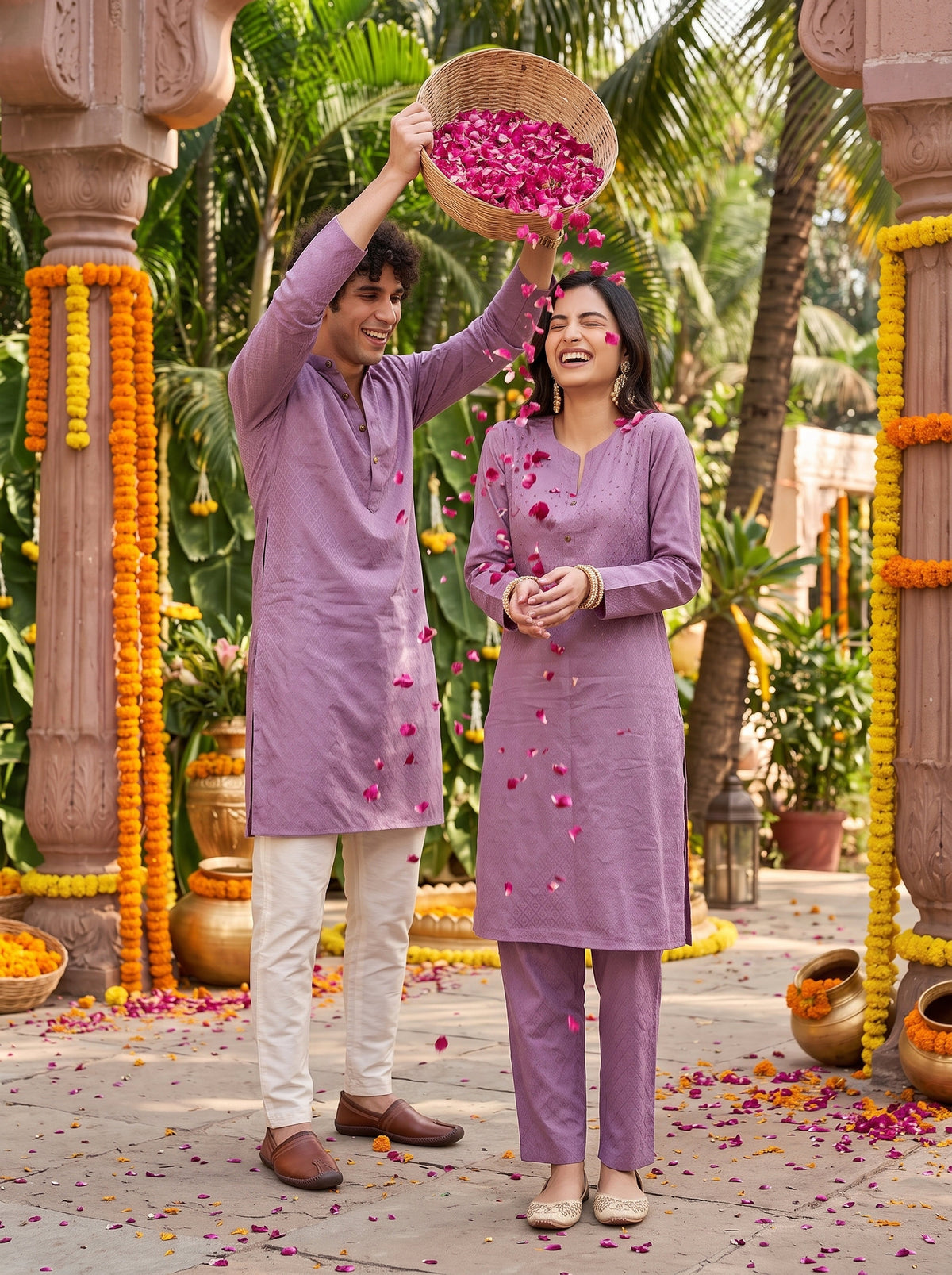 Couple Matching Ethnic Set – Cotton Festive Wear