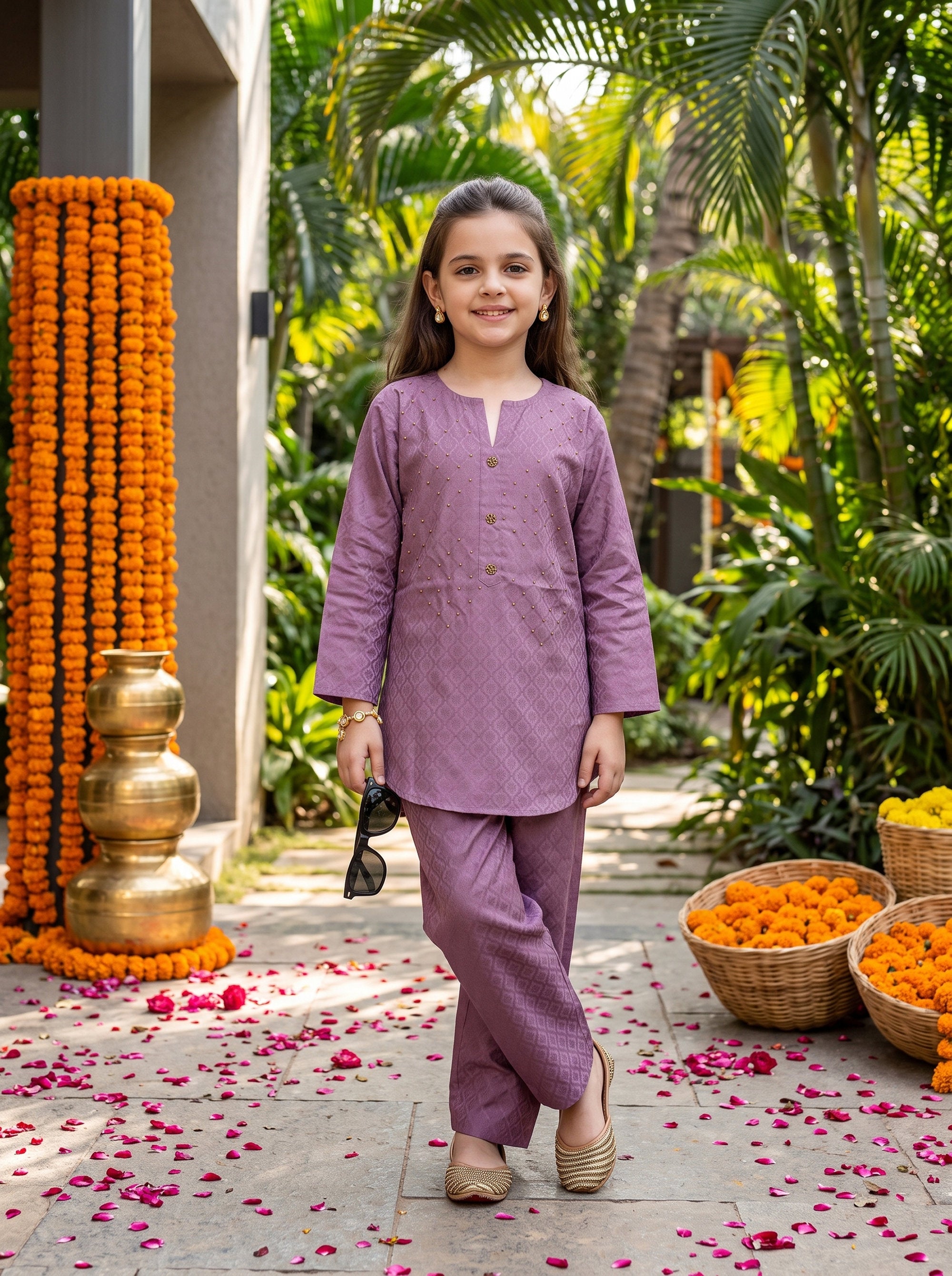 Girl’s Cotton Kurta Set – Festive Wear