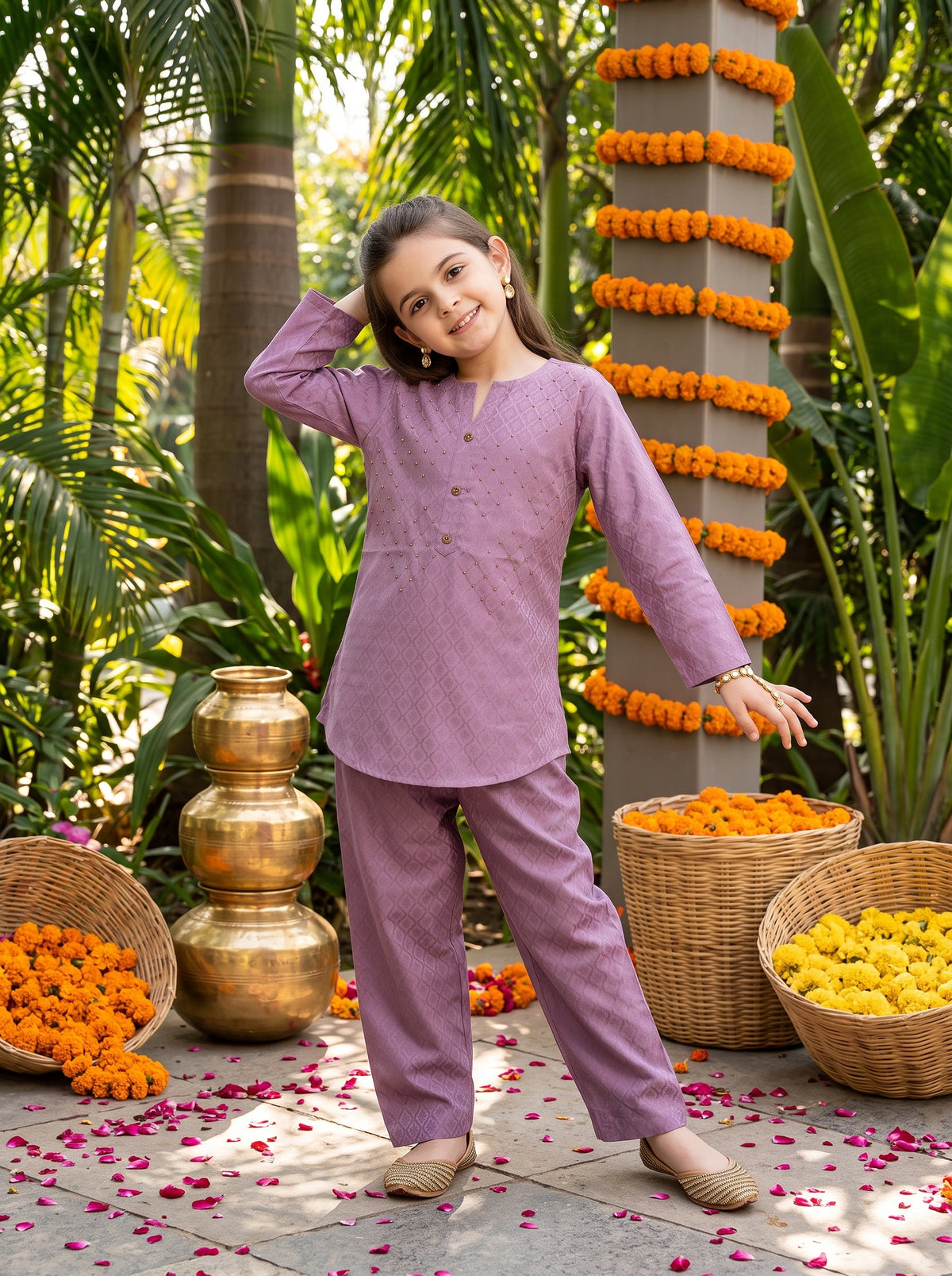 Girl’s Cotton Kurta Set – Festive Wear